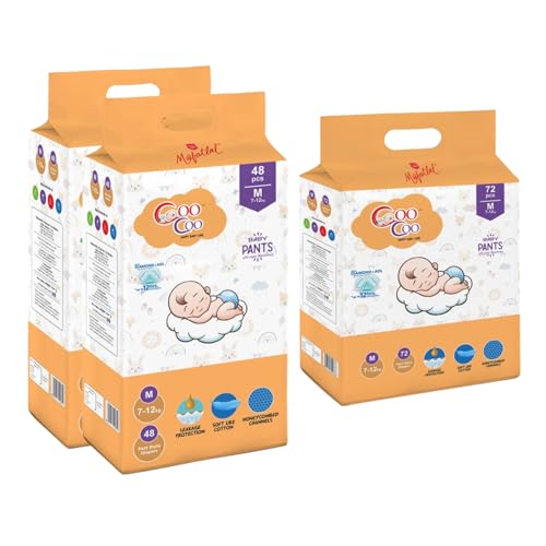 Image of Coo Coo By Mafatlal Extra Dry Baby Pull-Up Premium Diaper Pant, Size M (Medium), 168 Count | 7-12 kg | Up to 12 Hrs Protection | Super Absorbent Core | Soft Elastic Waist | Leak Protection