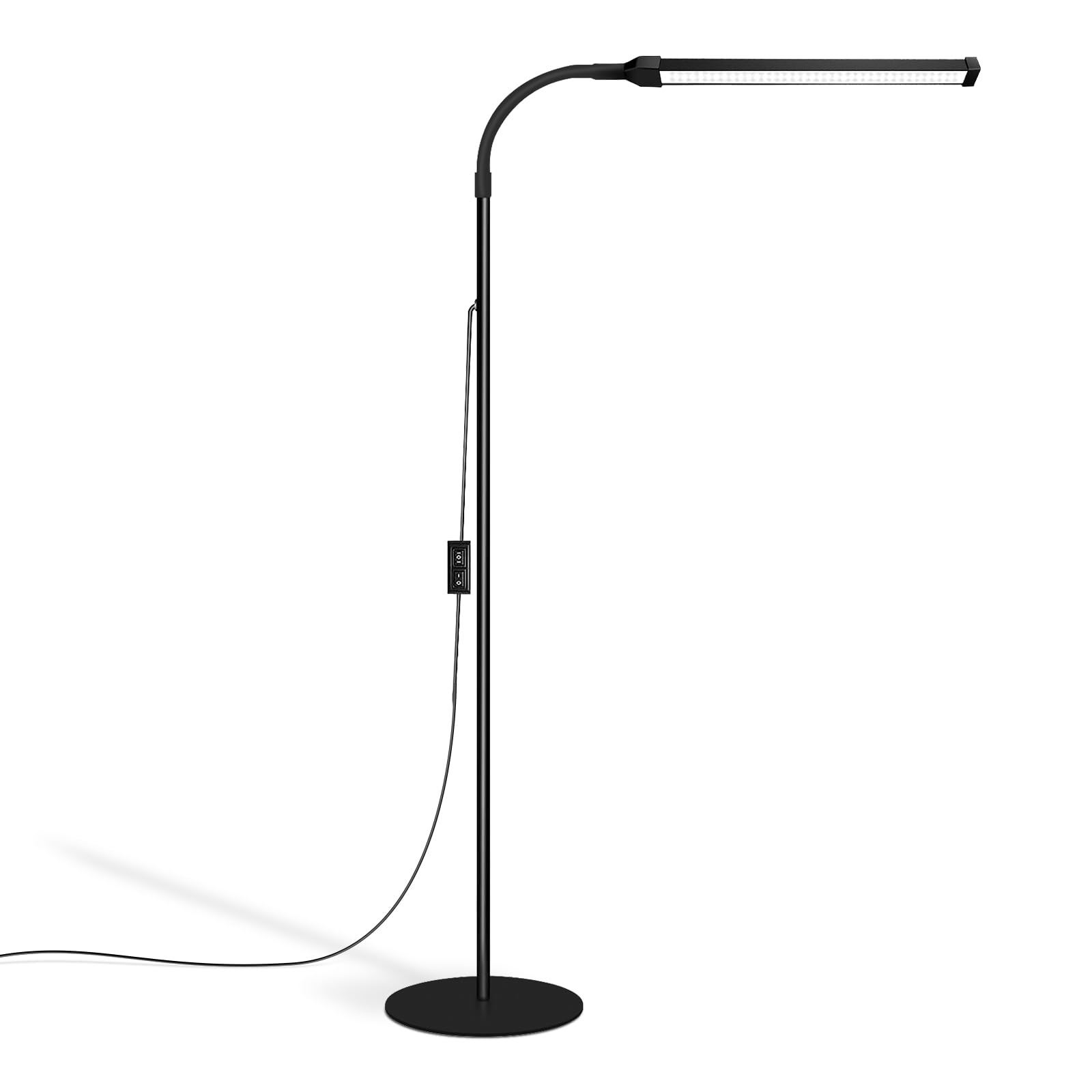 JCOTTON Lash Light, LED Floor Lamp, Reading Floor Lamp, Adjustable Gooseneck, 3 Heights, 10W Dual Brightness, Portable Standing Lamp for Eyelash Extensions, Makeup, Office [Energy Class A]