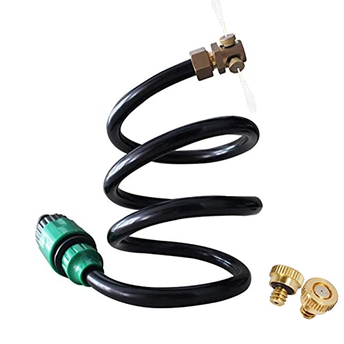 Kit de Sistema de Riego por Goteo con Soporte Flexible para Nebulizador, Línea de Nebulización de 65 Pies, Nebulizador de Agua con Boquilla de Latón, Reduce La Temperatura hasta 20 °C