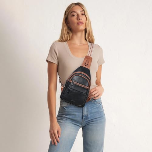 Leresas Sling Bag for Women Crossbody Bags Fanny Pack Sling Purse Backpack Over Shoulder Bag Vegan Leather Travel Brown/Black - image 2
