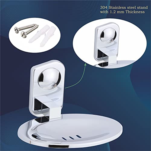 Image of EASYHOME FURNISH soap Dish soap case Stand soap Holder for washbasin sabu dani soap Box for Bathroom Accessories Hardware soap Holders dispensers CM06(304 Stainless Steel,Chrome Finish,Anti Rust)