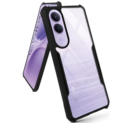 Image of Jkobi Hybrid Back Cover Case for Vivo V70 FE 5G (Shockproof with Polycarbonate Clear Panel | Professional Black)