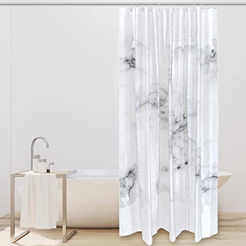 Rideau de douche lavable anti éclaboussure blanc effet marbre chic