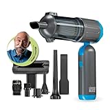 LICHTERBLITZ Handstaubsauger – kompakter Akku Staubsauger mit Faltfunktion & 4,5 kPa Leistung | LED-Licht + 7 Aufsätze & HEPA-Filter | Saug- & Gebläsefunktion | Auto, Haushalt oder Camping Zubehör