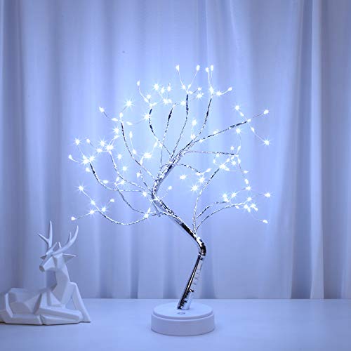 Lampada da Tavolo Albero Luminoso Lampada a Forma di Albero con LED Lampada Albero Bonsai a Batteria/USB Luci Notturne per Feste Matrimonio Compleanno Altezza 50cm (Bianco freddo)