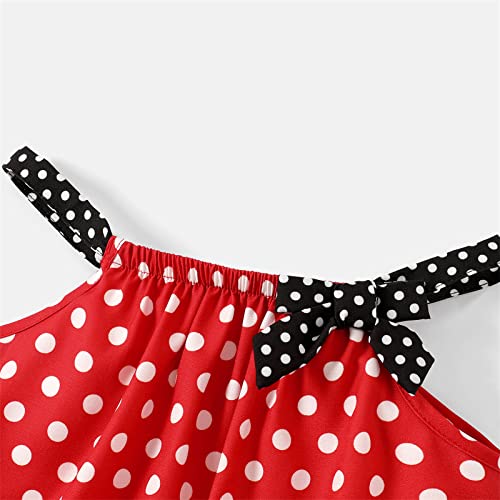 Disney Mickey and Friends Minnie Mouse Toddler Girl Dress Polka Dot Print Bow Shoulder Strap Birthday Summer Outfit 2-6 Years3