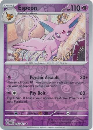 Pokemon - Espeon 033/131 Prismatic Evolutions – Reverse Foil Single Card