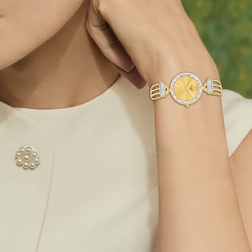 Image of WHITE BIRD Premium Girl Wrist Watch Rose Gold Plated Analog Watch Diamond Studded Dial Stylish Bracelet Strap Stainless Steel Band Perfect for Women