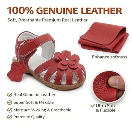 Image of Femizee Toddler Girls Leather Dress Sandals with Adjustable Strap