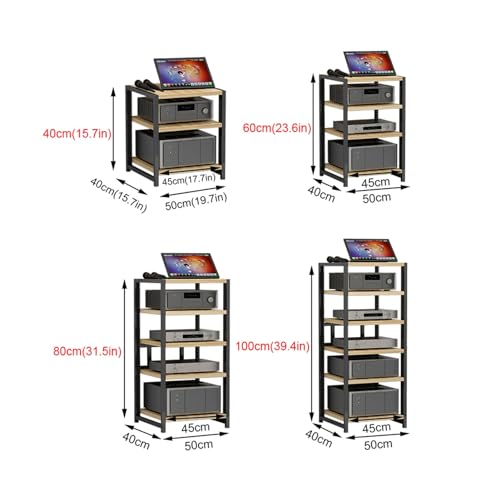 Tourne-disque et meuble stéréo avec étagère d'angle et rack audio réglable en hauteur - 2