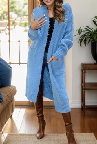 MAICOSY Women's Love Peace Long Cardigan Sweater, Graphic Print3