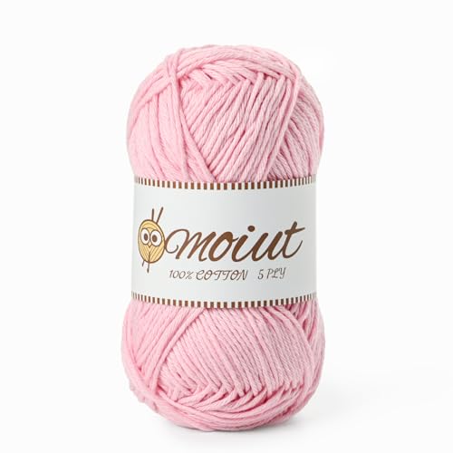 Image of Cotton Yarn for Crocheting, Baby Yarn for Crocheting Soft, 131yds / 1.76oz Fluffy Amigurumi Crochet Yarn, 5 Ply 100% Milk Cotton Yarn for Puzzle、Socks、Clothes(Pink)