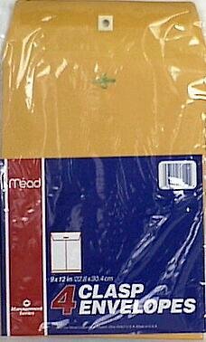 MeadWestvaco 76012 Lot de 4 enveloppes à fermoir kraft 22,9 x 30,5 cm