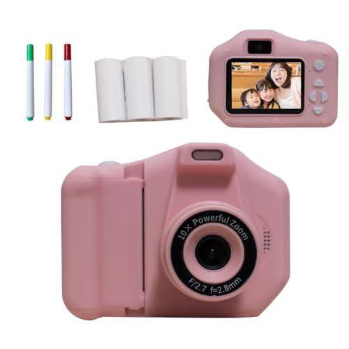 Saiel キッズカメラ 【その場で印刷】 プリントカメラ デジタルカメラ 子供用 おもちゃ 印刷 プリント 感熱紙 写真 画像 動画 ストラップ付 軽量 USB充電 クリスマス プレゼント 入園祝い 入学祝い 春休み 夏休み 冬休み 自由研究 ピンク