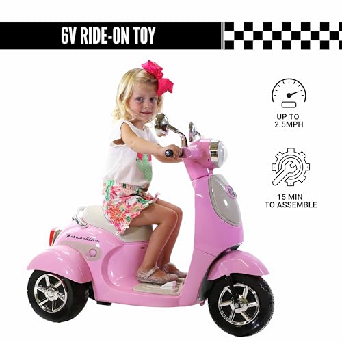 Honda Metropolitan Pink Scooter Ride on Toy for Kids, 6 Volt Battery Powered for Toddlers, for Boys & Girls Ages 3-5, Includes Charger