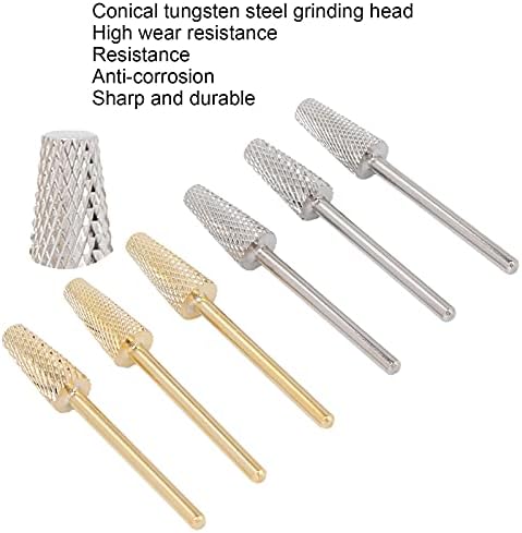 Nail Bits for Nail Drill, 6Pcs Professional Tapered Barrel Carbide Nail Drill Bit Nail Art Tools for Acrylic Gel Nails Cuticle Manicure Pedicure