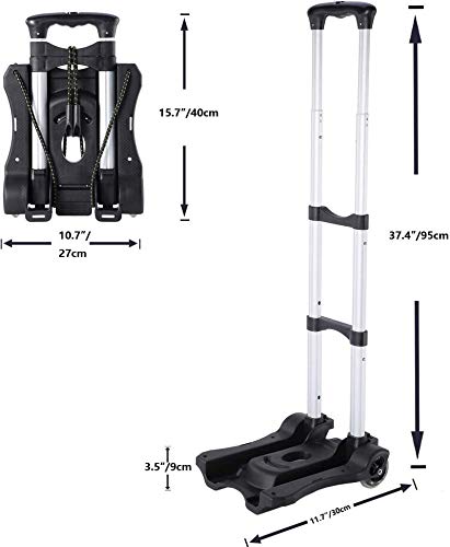 Coocheer Aluminum Folding Hand Trucks Portable Luggage Cart Lightweight Travel Hand Truck/Heavy Duty Hand Trucks (80Lb) #TOP5