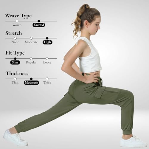 Image of EXARUS Girls Hiking Cargo Pants Joggers Teen Quick Dry Lightweight Slim Fit | Tween Youth Camping Pants Kids Hip Hop Dance Athletic Tapered Lightweight Track Safari Drawstring Woven /Knit 6-14Y