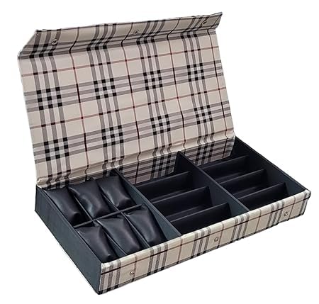 Proniks Sunglass goggles eyewear with Watches and Bracelet Accessories Box case cover zipper dubba 14pcs Storage compartment organizer (White and Black) Make in India (B0CPYG7CJJ) Amazon Price History, Amazon Price Tracker