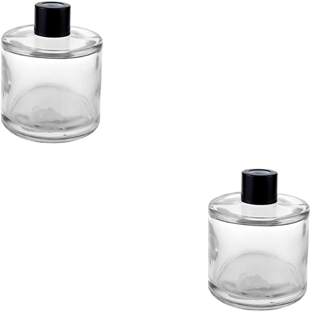 LJJCSFF 2pcs 50ml Diffuser Bottle Empty Refillable Clear Glass Diffuser Bottles Fragrance Reeds Diffuser Jar Aromatherapy Diffuser Bottle