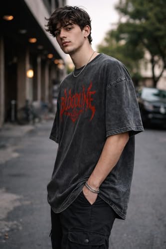 Image of boffi ... 100% Cotton Oversized T-Shirt Unisex Drop Shoulder Dye Washed Street Look Black Pack of 1