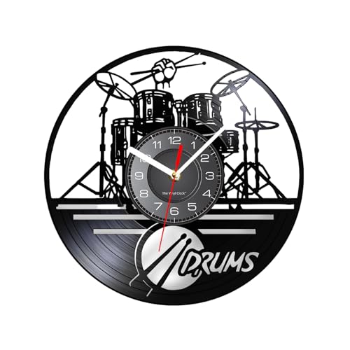 Horloge murale à tambour, horloge murale à batterie - Horloge murale de musique de batterie |...