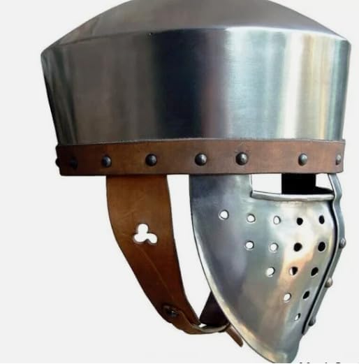 Medieval Knight Helmet Handcrafted Steel Barbute Crusader Helmet with Full Face Guard Viking Norman Style Armour for LARP, Cosplay, Reenactment & Display
