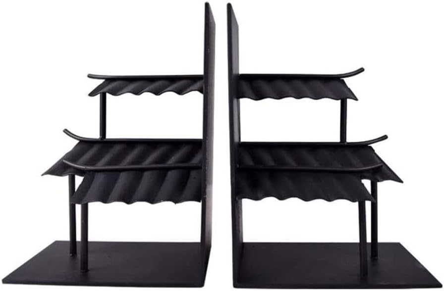 Book End Heavy-Duty Metal Bookends Office Desk Creative Gift Book Stand Book Stand Book Stoppers (Color : Black, Size : A)