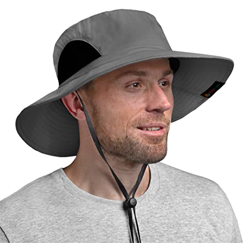 Sun Cube Wide Brim Sun Hat Men Women, Mens Fishing Hats Sun Uv Protection, Womens Hiking Bucket Hat, Outdoor Summer Safari Beach Boonie, Camping Unisex Upf 50+ Gray #TOP6