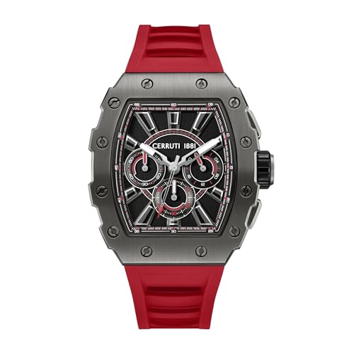 Cerruti 1881 - Chronographe Gubbio - Quartz Mouvement de Montre - Largeur du boîtier: 47 mm - Acier Inoxydable - Red - 5 ATM