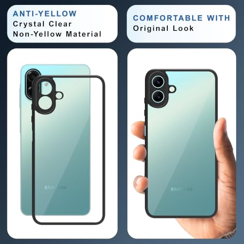 Image of CEDO Backcover for Samsung Galaxy A07 (4G) LTE / A07 (5G) / F70E | Camera Protection Bump Shockproof Edge | Ultra Hybrid Transparent Acrylic Clear TPU+PC Hard Backcase Cover (Black)
