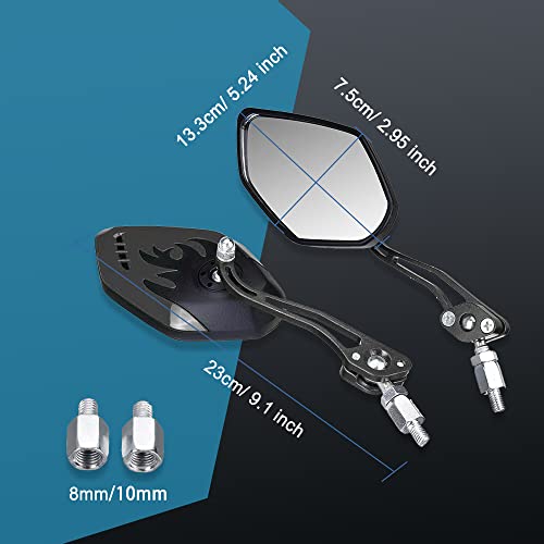 Asubha QP6100 2Pcs Motorcycle Mirrors, Motorcycle Bar End Mirrors, Universal Motorcycle Rear View Mirrors For M8 M10 Threaded Bolt Double Take Mirror Mount Compatible With Motorbike Scooter Atv Dirt Bike thumb #1