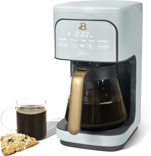 B - 12-Cup Programmable Coffee Maker with Touch Controls, Auto Brew Timer, Reusable Filter, Large Glass Carafe, Countertop Coffee Machine (Hydrangea) — view 6