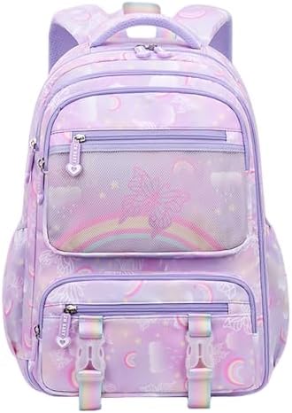 Cute Coloful Casual Daypack for Girls,Teens Elementary School Backpack,Primary Book Bags forTeens Gradient Purple-S