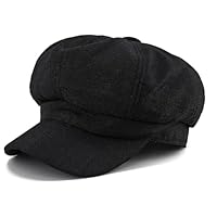 PivotWing Mütze Damen Atmungsaktiv Bequem Schirmmütze Damen Weich Alltagstauglich Baskenmütze Baumwoll Leinen Ballonmütze Lässig Mode Schiebermütze Vintage Barett Newsboy Cap Beret, Schwarz 56