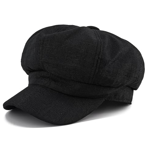 PivotWing Casquette Femme Respirant Confortable Chapeau Femme Doux Quotidien Casquette Gavroche Vintage Beret Coton Lin Chapeau Décontracté Mode Chic Bérets...