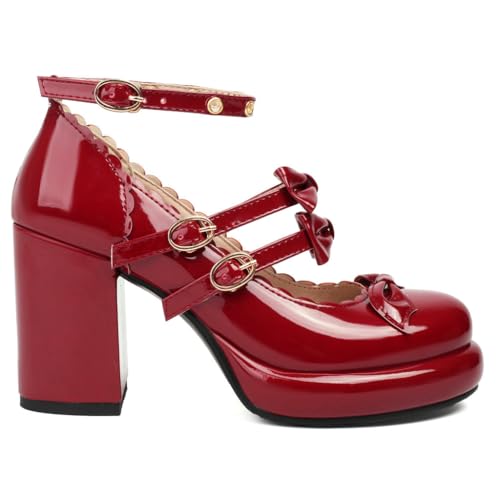 DINTAHA Bow Chunky Mary Jane Platform Shoes Kawaii Goth Lolita Dress Shoes2