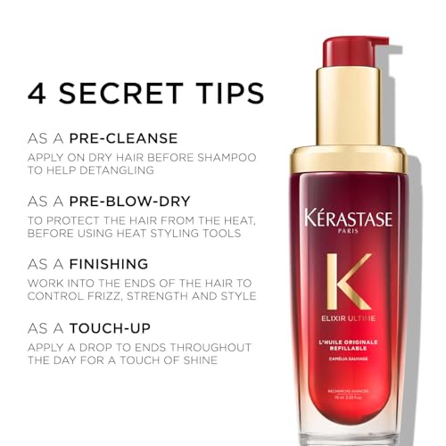 Image of Kerastase Elixir Ultime Hair Oil-In-Serum | 2X Shinier Hair | 96H Anti-Frizz Action | Infused with French Camellia, Marula & Wild Camellia Oils