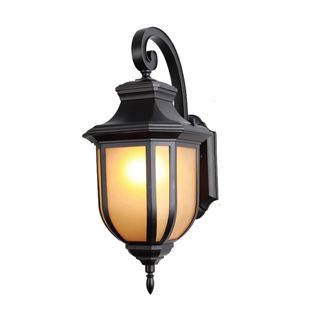 OZBMA Vintage European Style Wall Light Waterproof Porch Lights, Black Finish Sconce with Glass Shade Aluminum Industrial Exterior Fixture Up Down Lamp (size_name 39cm/15.3in)