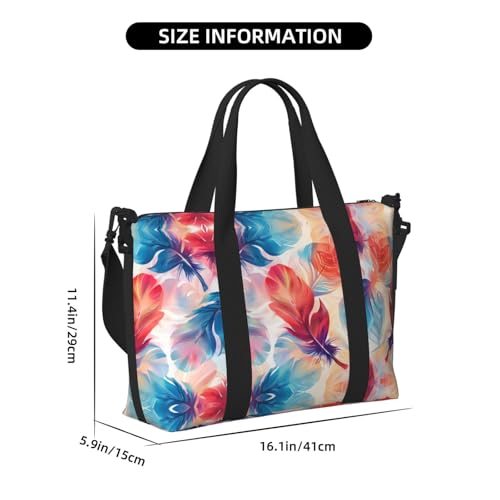 Travel Bag for Weekend Trips, Airplane Carry-On with Adjustable Strap, Feather (3)3