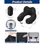 Neck Pillow for Traveling, 2-in-1 Air-Pump & Storage Bag, Inflatable Compact 360°Head Support Airplane Pillow for Travel,Train, Car - Black - Image 3