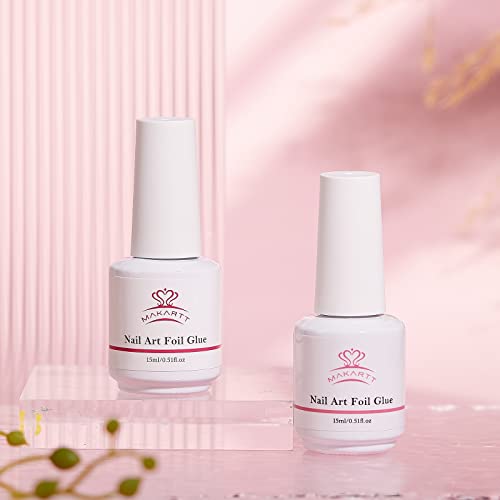 Makartt Nail Foil Glue Gel For Nail, Foil Gel Transfer For Nails Art Stickers Strong Adhesion Foil Transfer Gel Soak Off Nail Foil Kit Nail Foil Sheets Manicure Salon Diy Uv Lamp Required 15Ml 2Pcs #TOP6