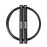 ZEUZ® Professional Crossfit & Fitness Springseil – Einstellbar – Speed ​​Rope – Erwachsene – Schwarz