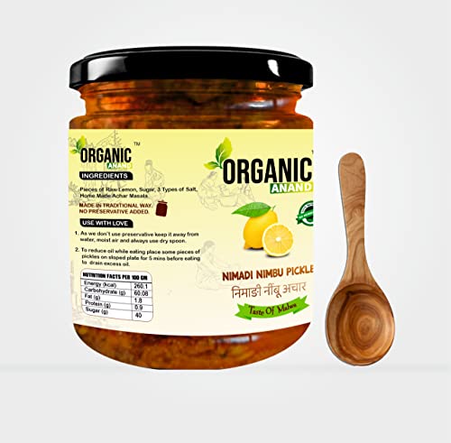 Image of Organic Anand Homemade Nimadi Lemon Pickles 500gram Khatta Mitha Nimbu ka Achaar, Flavourful, Delicious, Traditional Taste