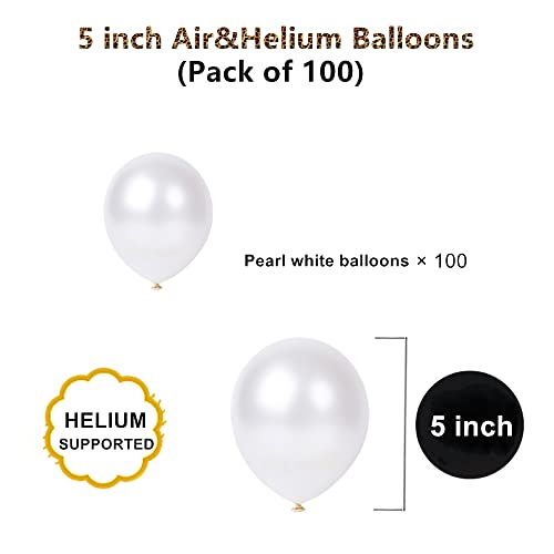 Image of 5 inch Pearl White Balloons, 100 pcs Mini White Party Balloons small Latex Balloons for Birthday Wedding Baby Shower Decorations (Pearl White)