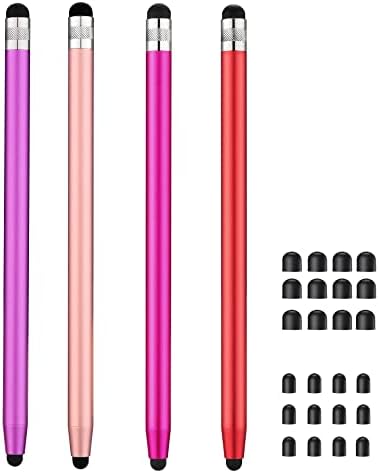 CFDXK Stylus Pens for Touch Screens，2 in 1 Capacitive Stylus for iPad iPhone Tablets Samsung Galaxy with 24 Extra Replaceable Tips (Pink, Rosegold, Red, Purple)
