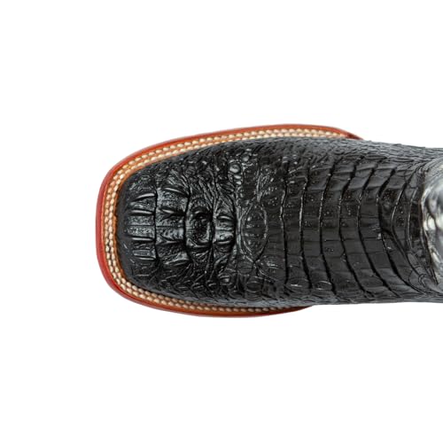 Image of Ferrini Mens Stampede Crocodile Square Toe Pull On Casual Boots Mid Calf - Black - Size 10 D