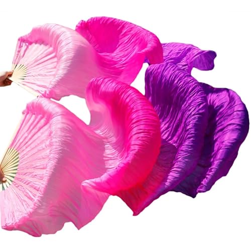 Éventails de Danse du Ventre en Soie Faits Mains Accessoire Danse Orientale Bambou 2 Pcs