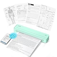 ETIKEZ D90E Portable Printer Wireless for Mobile Use, Bluetooth & USB Inkless Printer Supports 8.5 x 11 Inch Thermal Paper, Compatible with Phone Laptop for Home Use Car Office School, Dark Cyan