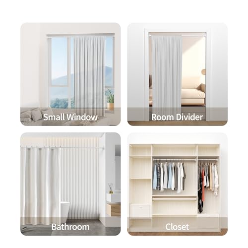 Image of Mcrbeay Shower Curtain Rod, 1 inch Diameter Heavy Duty Tension Shower Rod, Non Slip Adjustable 28-102 inch No Drilling Shower Curtain Rods Spring Tension For Bathroom, Shower Stall, No Rust, White